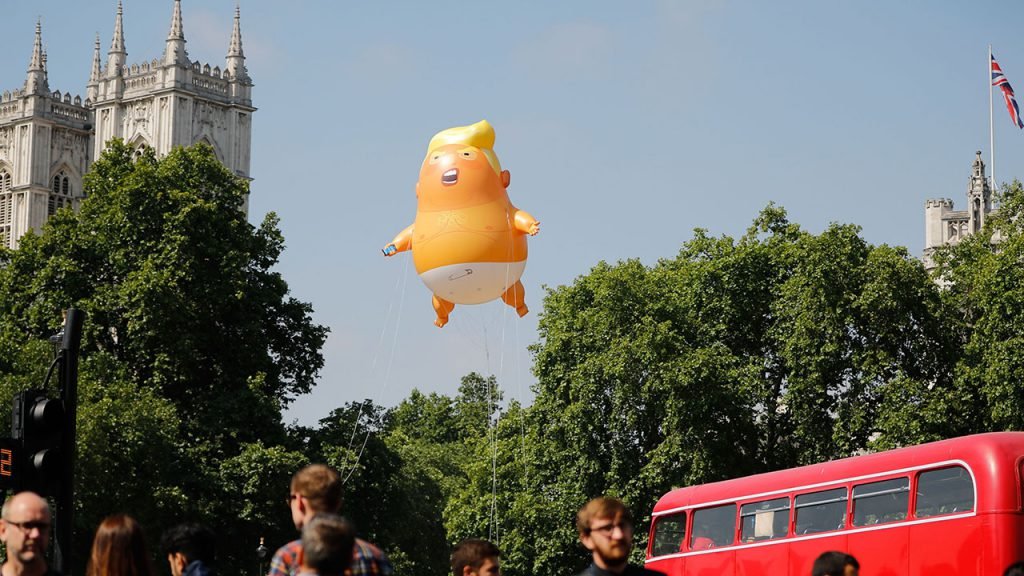 Trump Protestors in The U.K. Fly Mocking Balloon