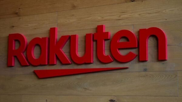The logo of Rakuten is pictured at the headquarters of Rakuten in Tokyo, Japan