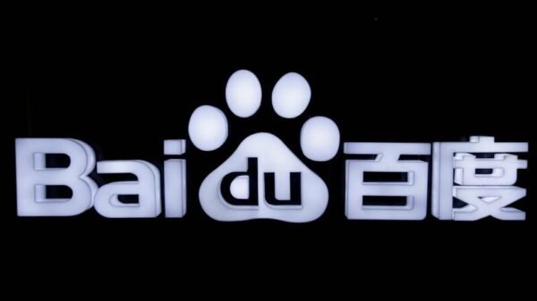 Baidu's logo is pictured at the 2018 Baidu World conference and exhibit to showcase its latest AI technology in Beijing, China, November 1, 2018. REUTERS/Jason Lee