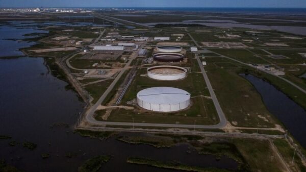 The Bryan Mound Strategic Petroleum Reserve, an oil storage facility, is seen in this aerial photograph over Freeport, Texas, U.S