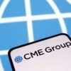 CME Group Inc logo is seen displayed in this illustration taken April 10, 2023. REUTERS/Dado Ruvic/Illustration/File Photo