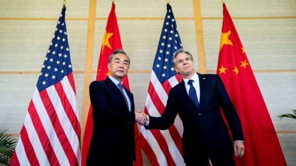 US Secretary of State Antony Blinken meets Chinese Foreign Minister Wang Yi during a meeting in Nusa Dua, Bali, Indonesia July 9, 2022. Stefani Reynolds/Pool via REUTERS/File Photo