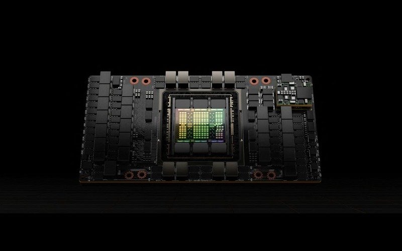 H100, Nvidia's latest GPU optimized to handle large artificial intelligence models used to create text, computer code, images, video or audio is seen in this photo." Santa Clara, CA U.S.,September 2022. NVIDIA/Handout via REUTERS