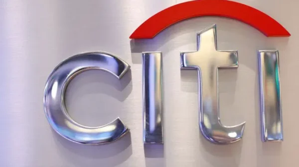 A Citi sign is seen at the Citigroup stall on the floor of the New York Stock Exchange