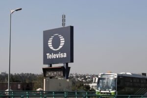 The logo of broadcaster Televisa is seen outside its headquarters in Mexico City, Mexico, December 14, 2022. REUTERS/Raquel Cunha/File photo