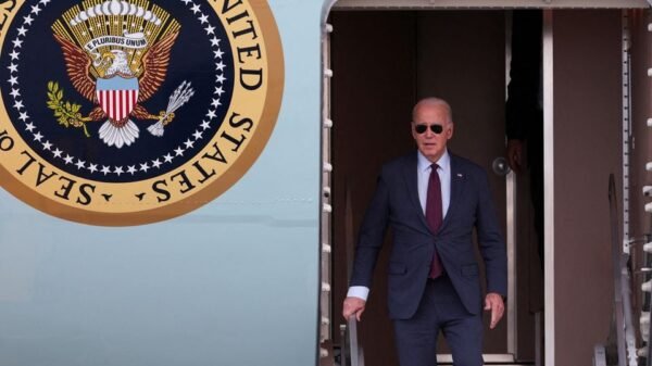 U.S. President Joe Biden disembarks from Air Force One at San Francisco International Airport, as he arrives to attend the APEC (Asia-Pacific Economic Cooperation) Summit in San Francisco, California, U.S., November 14, 2023. REUTERS/Brittany Hosea-Small/File Photo