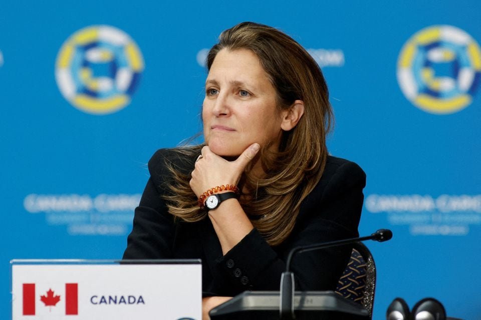 Housing spending to rise in Canada amid poor growth and heavy debt. Canada's Deputy Prime Minister and Minister of Finance Chrystia Freeland attends the Canada-CARICOM Summit in Ottawa, Ontario, Canada October 18, 2023. REUTERS/Blair Gable/File Photo