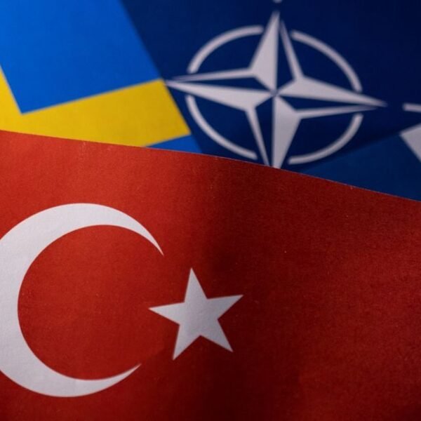 NATO, Turkish, Swedish and Finnish flags are seen in this illustration taken May 18, 2022. REUTERS/Dado Ruvic/Illustration/File Photo