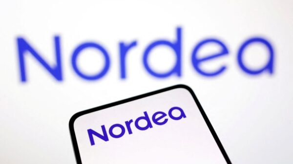 Nordea Bank logo is seen in this illustration taken March 12, 2023. REUTERS/Dado Ruvic/Illustration/File Photo
