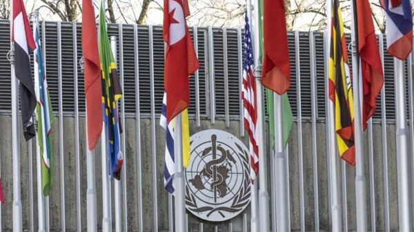 The World Health Organisation (WHO) logo is seen near its headquarters in Geneva, Switzerland, February 2, 2023. REUTERS/Denis Balibouse/File Photo