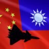 Airplane is seen in front of Chinese and Taiwanese flags in this illustration, August 6, 2022. REUTERS/Dado Ruvic/Illustration/File Photo