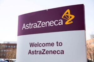 The logo for AstraZeneca is seen outside its North America headquarters in Wilmington, Delaware, U.S., March 22, 2021. REUTERS/Rachel Wisniewski/File Photo