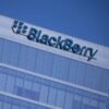 The Blackberry logo is shown on a office tower in Irvine, California, U.S., October 20, 2020. REUTERS/Mike Blake