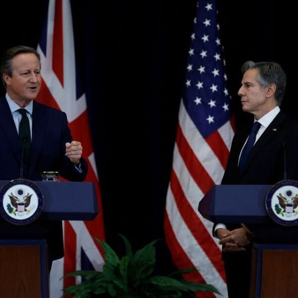 British Foreign Secretary David Cameron speaks during a joint press conference with U.S. Secretary of State Antony Blinken at the State Department in Washington, U.S., December 7, 2023. REUTERS/Evelyn Hockstein