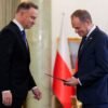 Polish President Andrzej Duda and newly appointed Polish Prime Minister Donald Tusk attend the cabinet swearing-in ceremony at the Presidential Palace in Warsaw, Poland December 13, 2023. REUTERS/Aleksandra Szmigiel