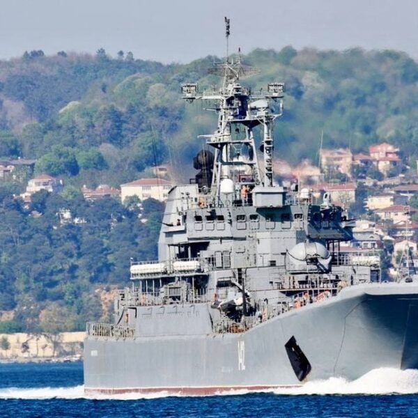 The Russian Navy's large landing ship Novocherkassk sets sail in the Bosphorus, on its way to the Mediterranean Sea, in Istanbul, Turkey May 5, 2021. REUTERS/Yoruk Isik/File photo