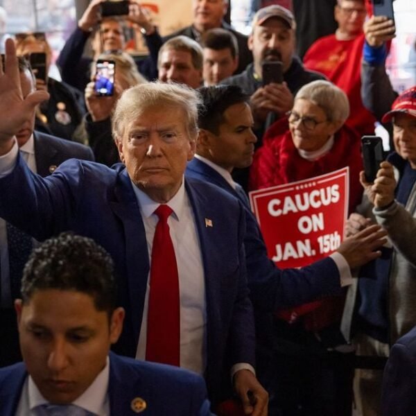 Former U.S. President and Republican presidential candidate Donald Trump rallies with supporters at a "commit to caucus" event at a Whiskey bar in Ankeny, Iowa, U.S. December 2, 2023. REUTERS/Carlos Barria/File photo