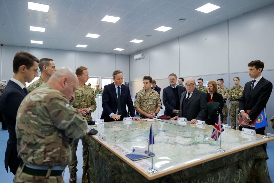 UK foreign minister Cameron: Red Sea attacks must stop British Foreign Secretary David Cameron talks as he meets British troops, part of the NATO-led peacekeeping mission in Pristina, Kosovo January 4, 2024. REUTERS/Valdrin Xhemaj/Pool