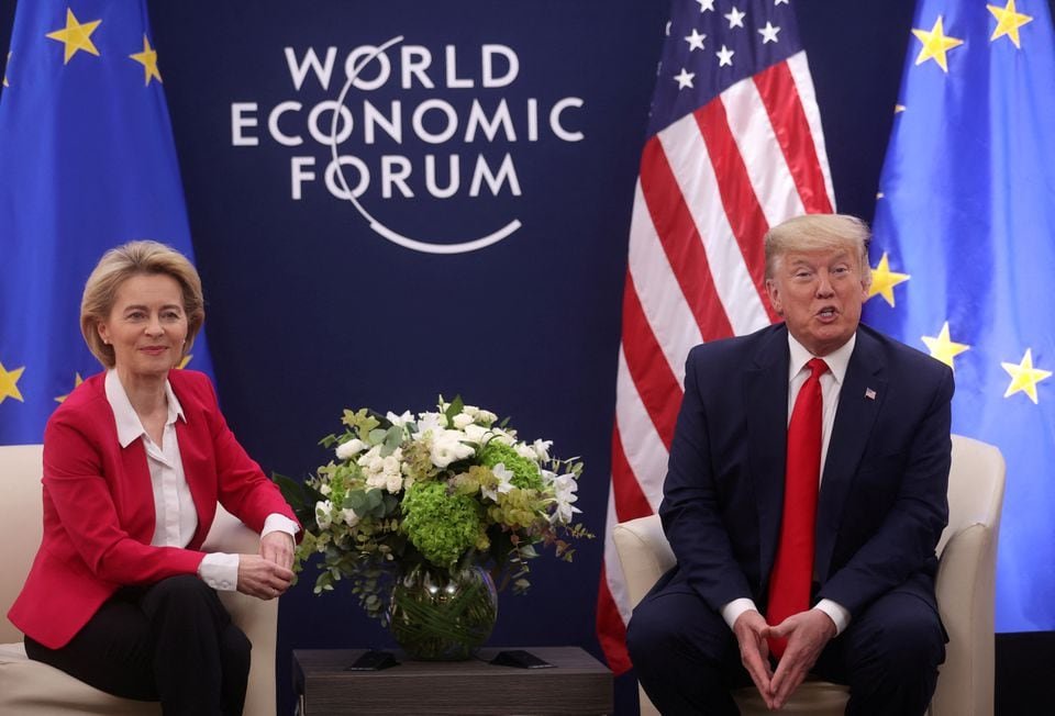 Trump told EU that US would never help Europe under attack – EU official Then-U.S. President Donald Trump speaks dutring a bilateral meeting with European Commission President Ursula von der Leyen during the 50th World Economic Forum (WEF) annual meeting in Davos, Switzerland, January 21, 2020. REUTERS/Jonathan Ernst/File Photo