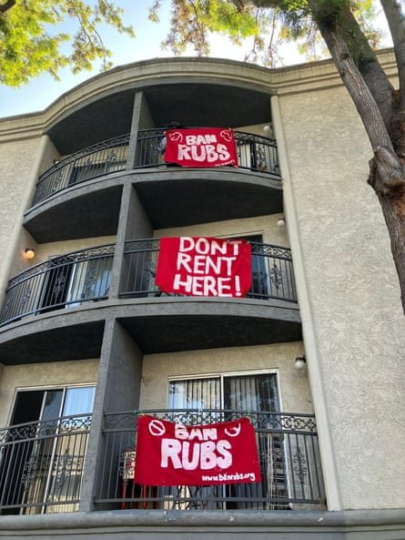 Protest sign hung by members of Los Angeles’s Virgil Square Tenants Association, who are protesting their complex’s utility billing practices.