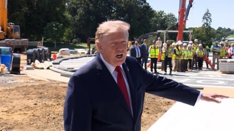 Trump talks about grass as he shows off White House renovations – video